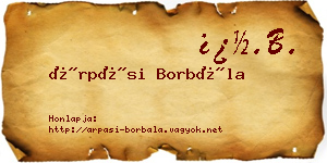Árpási Borbála névjegykártya